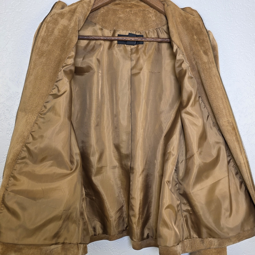 Alfani Women's Brown Suede Leather Zip-Up Jacket – Boho Classic Chic - Size M - Picture 9 of 15